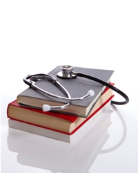 Books and stethoscope