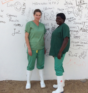 Janne G. Hunsbeth and colleague in Sierra Leone