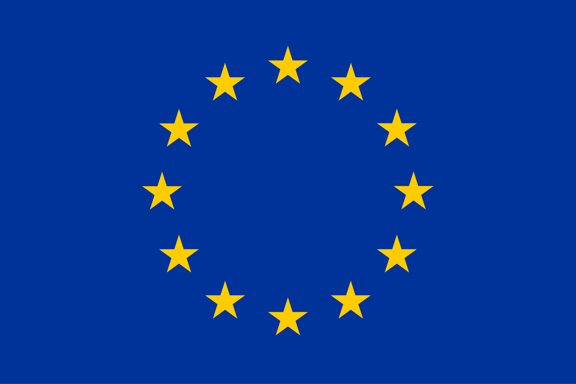 EU flag - blue background, 12 golden stars is a circle