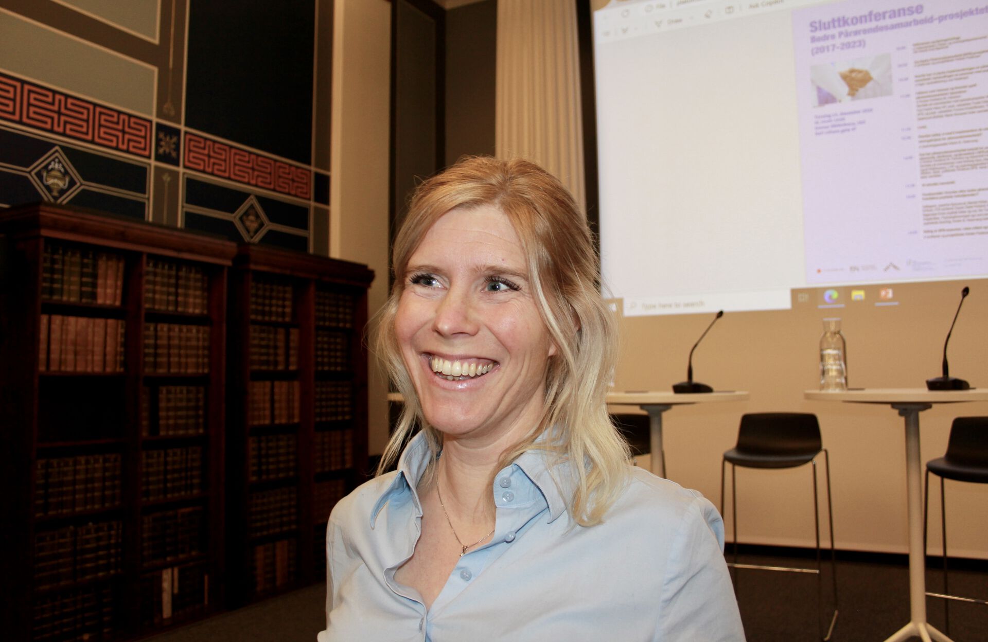 Kristiane M. Hansson under sluttkonferansen til prosjektet Bedre Pårørendesamarbeid. Foto: Anne Kristine Bergem 