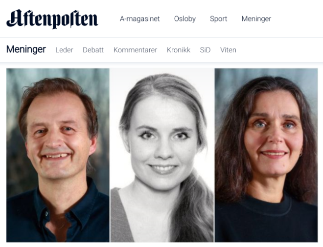 Bilde fra debatt i Aftenposten. Michael Bretthauer, Lise M. Helsingen og Mette Kalager. Forskere i Klinisk effektforskning.