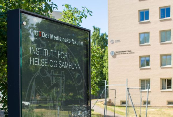 Image of a sign of Institute of Health and Society.