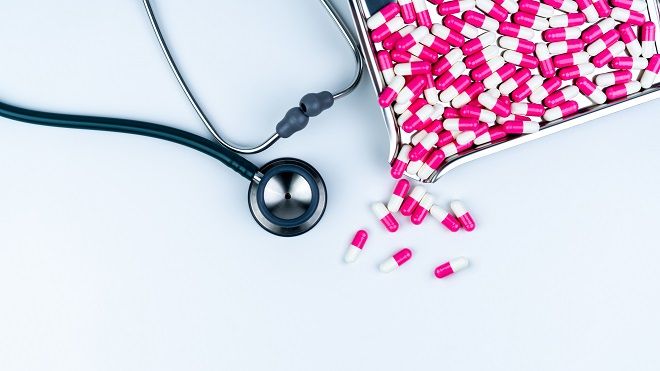 Photo of medicine and a stethoscope