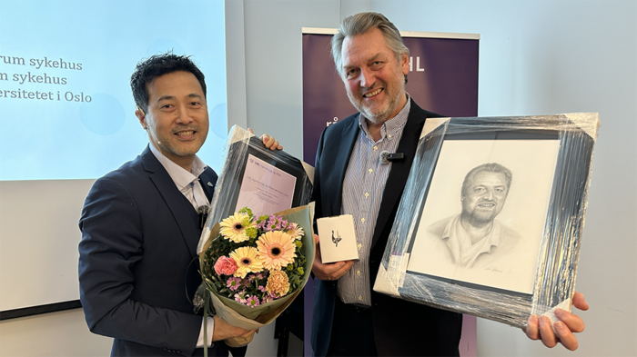 bilde av professor Arnljot Tveit og generalsekretær i LHL, Magne Wang Fredriksen.