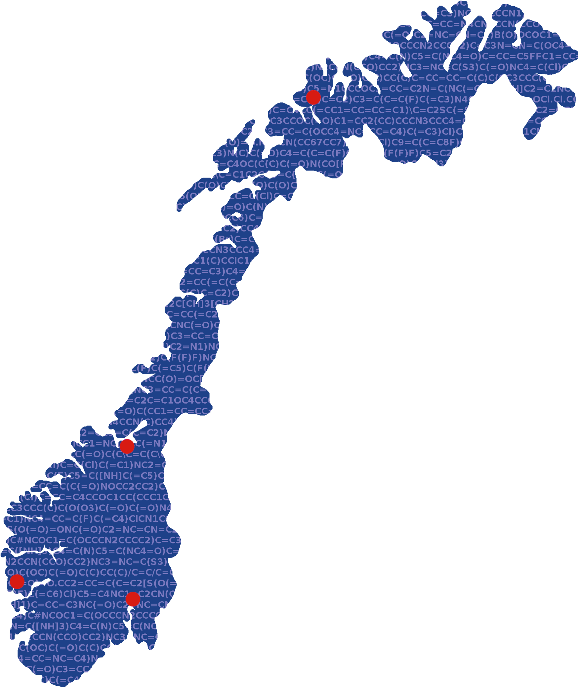 Map of Norway highlighting the citiies involved in NOR-Openscreen