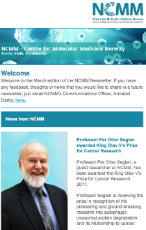 Screenshot of NCMM Newsletter, March 2017