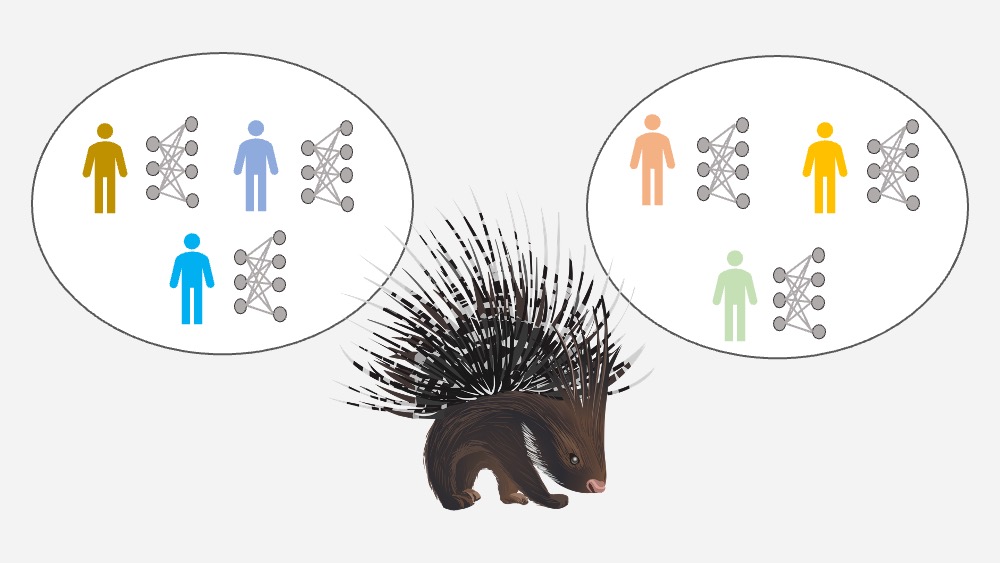 Illustration of a porcupine which spikes point towards different groups of patients
