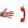 Illustrasjonsbilde av en hånd som strekker seg mot et telefonrør